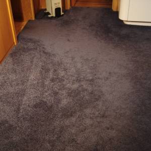 Carpet shading and footprint marks showing pile direction change and light reflection variation