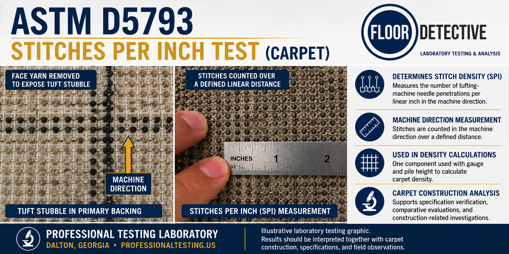 Lab Equipment ASTM D5793 Stitches per Inch 1 6-8-26