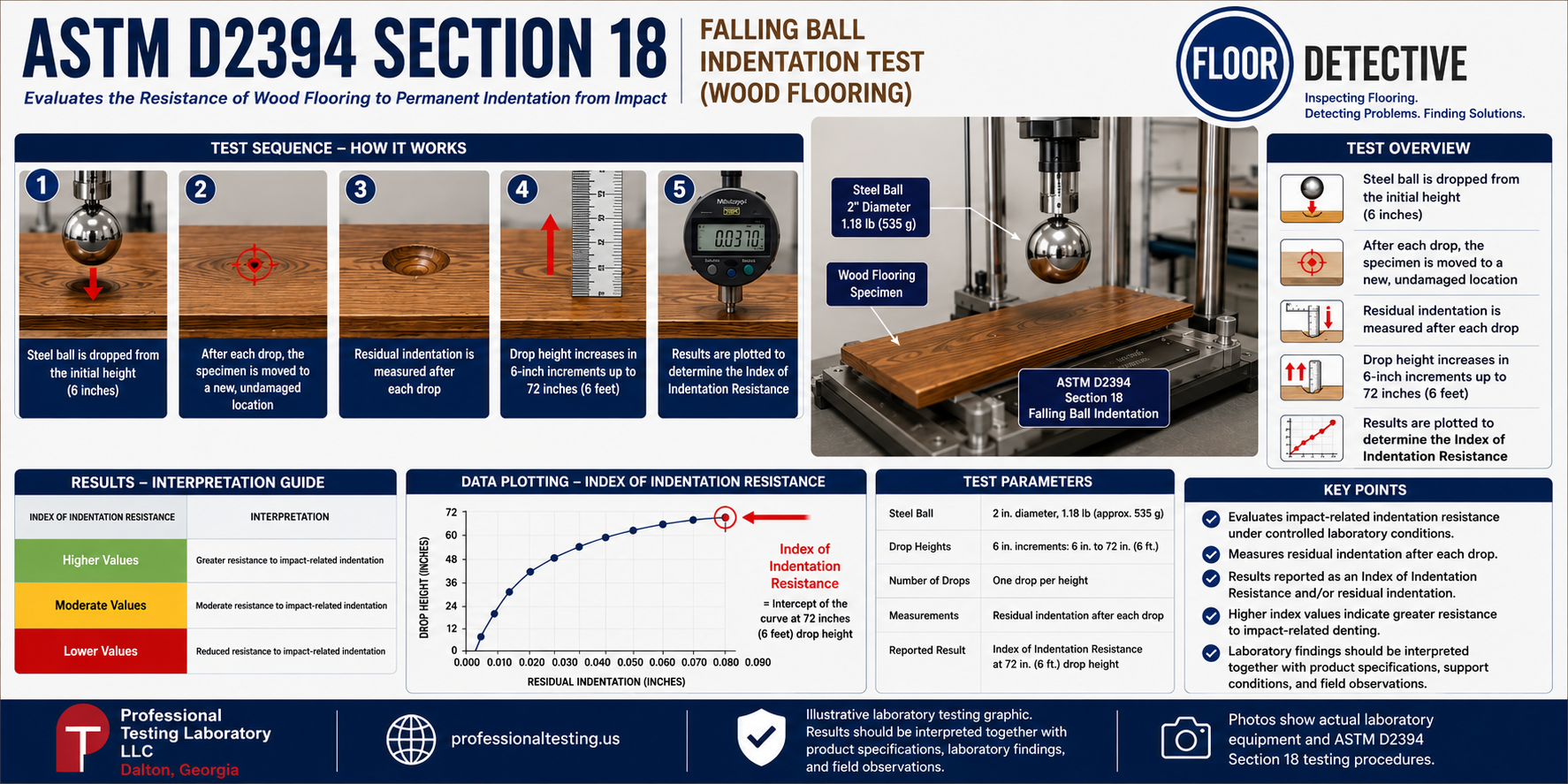 ASTM D2394 Section 18 Falling Ball Indentation