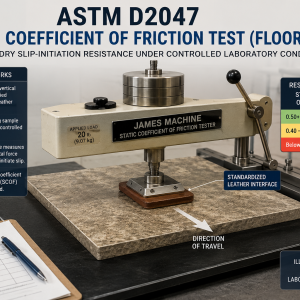 Illustrative Image – Not an Actual Laboratory Photograph showing ASTM D2047 James Machine testing of flooring static coefficient of friction under controlled laboratory conditions.
