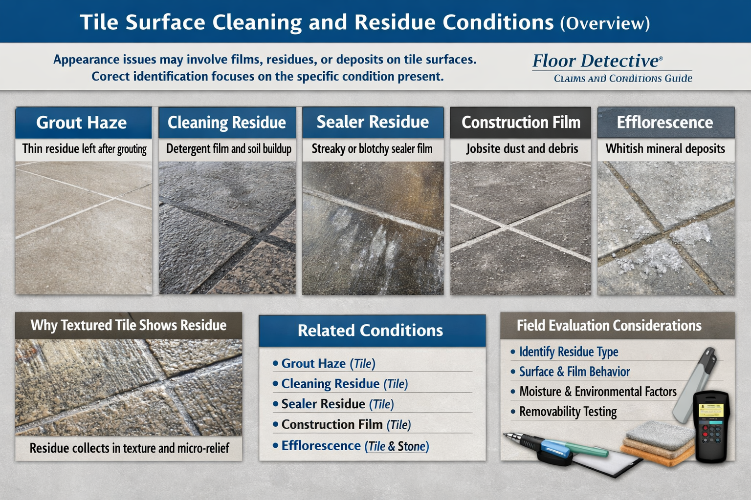 Tile Surface Cleaning and Residue Conditions (Overview)