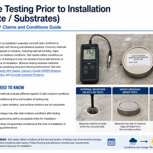 Concrete moisture testing limitations showing changing slab conditions